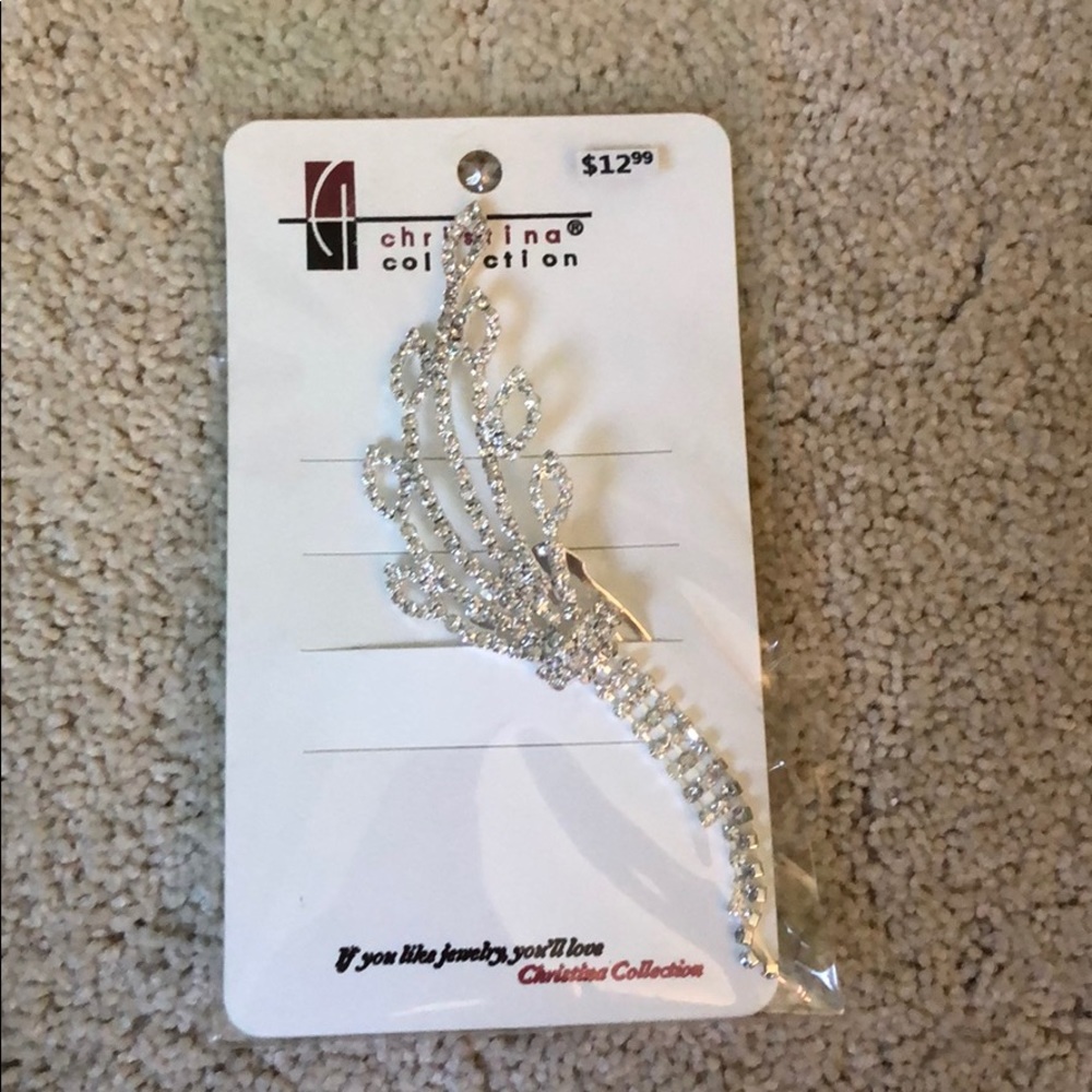 Silver crystal hairpiece